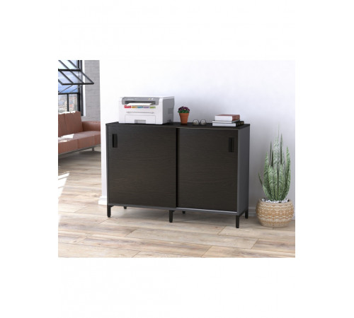 Тумба офісна LS-1200 MSMLOFT — розсувні двері, антрацит (120×83×40)