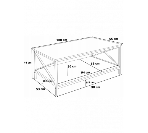 Журнальний столик  — дворівневий чорний з металевим каркасом