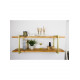 LOFT SHELF двойная винтажная полка - массив сосны, золотые кронштейны, 2 полки