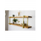 LOFT SHELF двойная винтажная полка - массив сосны, золотые кронштейны, 2 полки