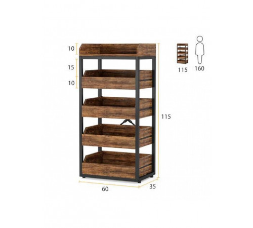 Стелаж із 5 ящиками для фруктів і овочів — компактна організація простору