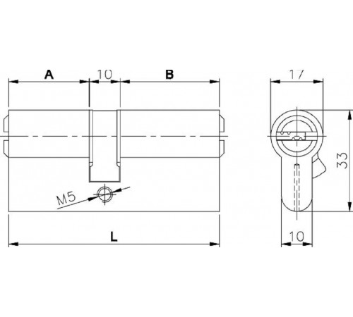 Цилиндр Kale 164 BNE 35+10+35=80mm, 5 ключей, с покрытием латунь