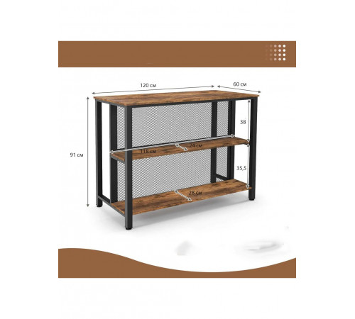 3-ярусный барный стол Costway – прочная 2-в-1 конструкция (91×120×60 см)