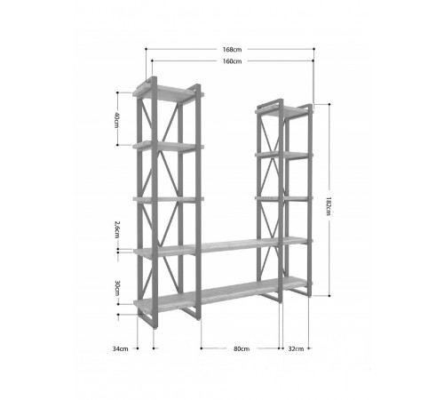 Стелаж Айсберг Лофт 160×182 см — чорний/графіт