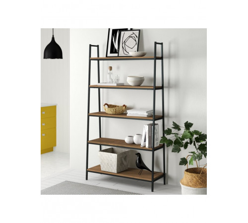 Стелаж MSMLOFT 5 полиць — дуб з чорним каркасом (180×100×40 см)
