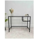 Журнальний столик скляний металевий, чорний
