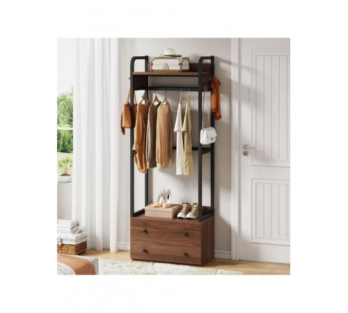 Вішалка для одягу з ящиками, гачками та полицями