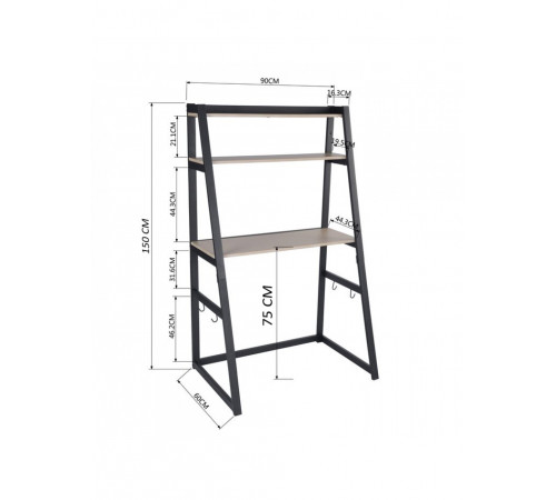 Стіл письмовий MSMLOFT з металевим каркасом — 90 × 60 × 150 см