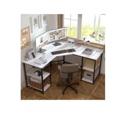 Г-образный компьютерный стол Haillee с металлическим основанием