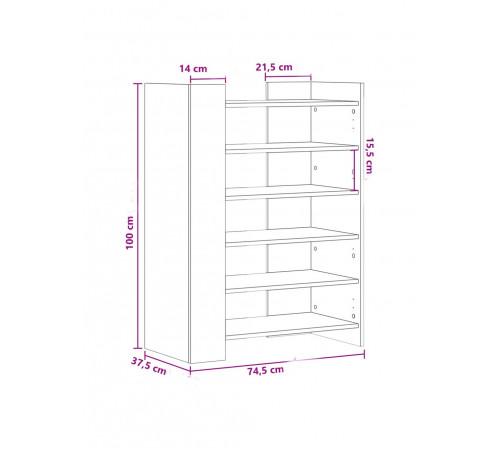 Шафа для взуття, дуб сонома
