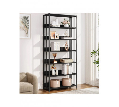 6-ярусний чорний стелаж з відкритими полицями — стиль LOFT