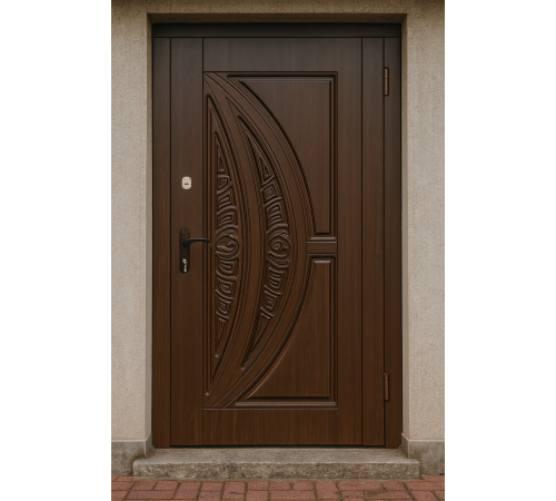 Вхідні двері Вулкан горіх — МДФ накладки, два замки, сучасний стиль