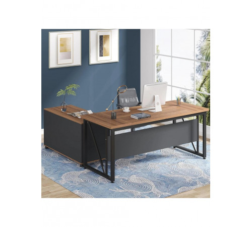 L‑образный стол с тумбой для файлов