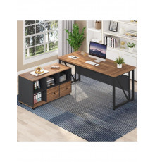 Письмовий стіл Г-подібний з тумбою для файлів