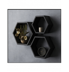 Набір із 3 шестигранних полиць чорного кольору.