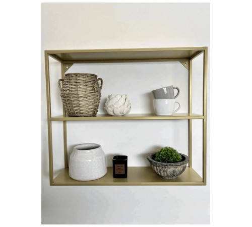 Металлическая настенная полка (70×60×20 см), золотистая