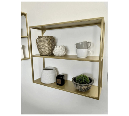 Металлическая настенная полка (70×60×20 см), золотистая