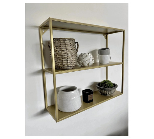 Металлическая настенная полка (70×60×20 см), золотистая