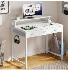 Компьютерный стол с выдвижными ящиками подставкой для монитора и крючками