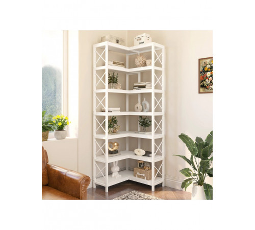 Стелаж кутовий, дуб сонома/чорний метал