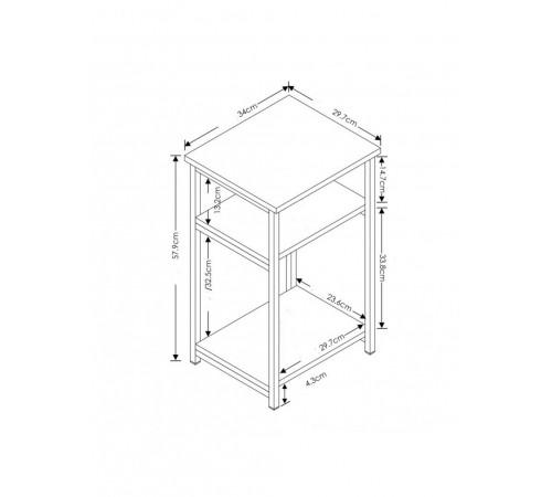 Стол Tray Top – 60×34×29,7 см, минималистичный приставной столик