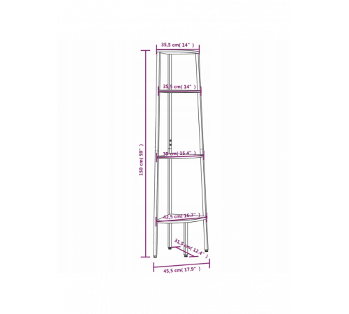 4-ярусний кутовий стелаж MSM Loft – містке рішення для кутового простору