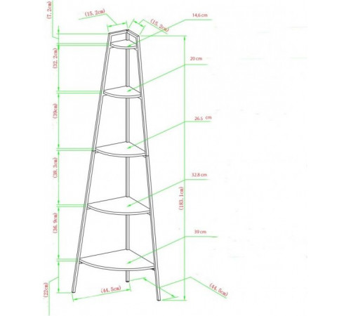 Стелаж “Perlman” MSM — стильний 5-ярусний кутовий стелаж