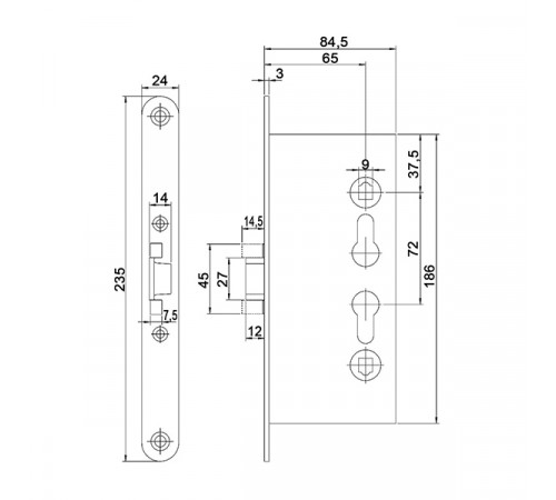 KEDR Механизм замка CLASS 1739 (BS65*72мм) противопожарный ZP
