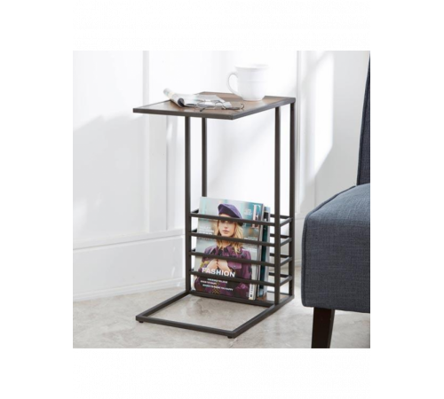 Приставной журнальный столик MSMLOFT – черный каркас, ДСП (60×40×40 см)