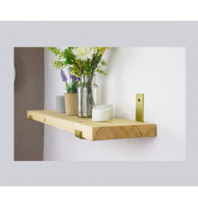 LOFT SHELF золотые кронштейны, сосна, 27мм, бохо, винтаж, подвесная полка, для кухни, для гостиной, для книг