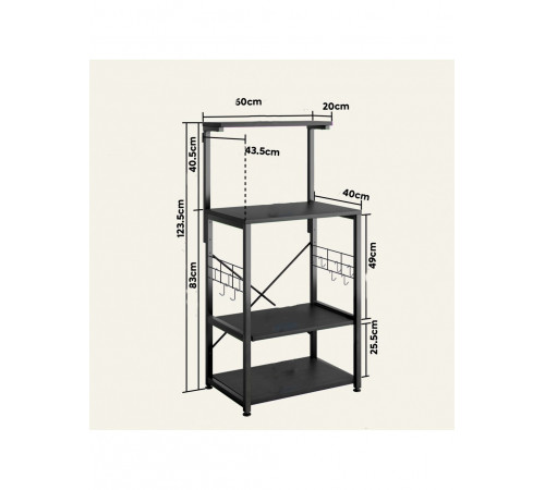 Стійка кухонна «Gordon» — 4-ярусне рішення з гачками, МСМ