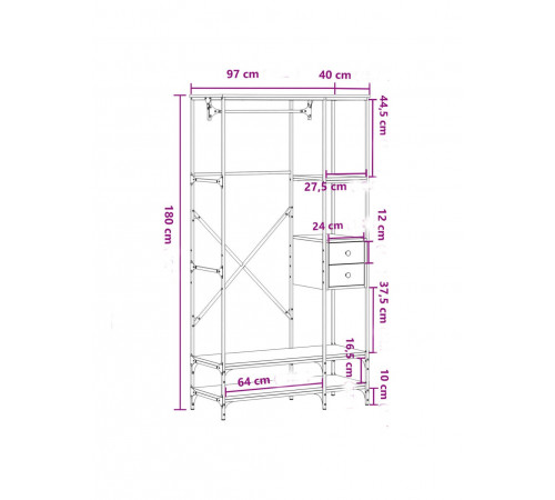 Вішалка для одягу, дуб сонома