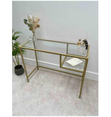 Журнальний столик скляний металевий, золотий