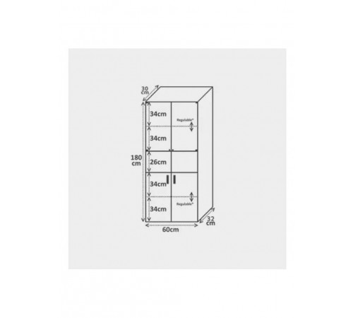 Стеллаж Амфора — фасад с дверцей и открытые полки, 180×60×32 см