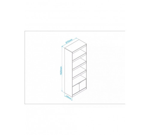 Стелаж New 5 — 4 полиці та шафка, 182×67,5×35 см