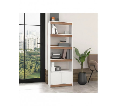 Стелаж New 5 — 4 полиці та шафка, 182×67,5×35 см