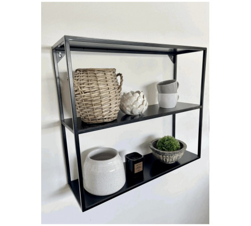 Металлическая настенная полка (70×60×20 см), черный