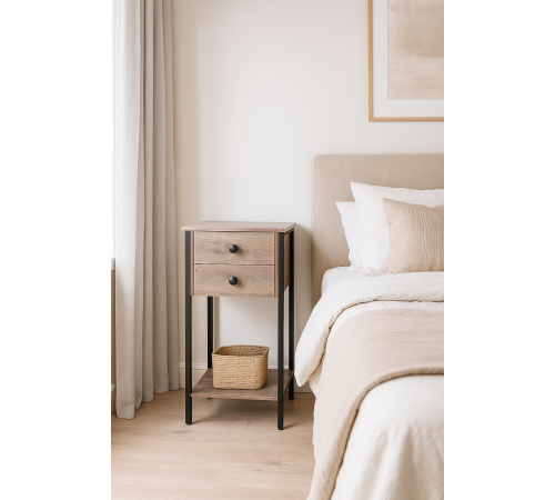 Висока тумбочка з 2 ящиками та полицею MSM Loft