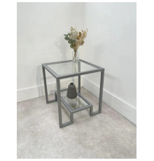 Журнальний столик Hudson Glass металевий, сірий
