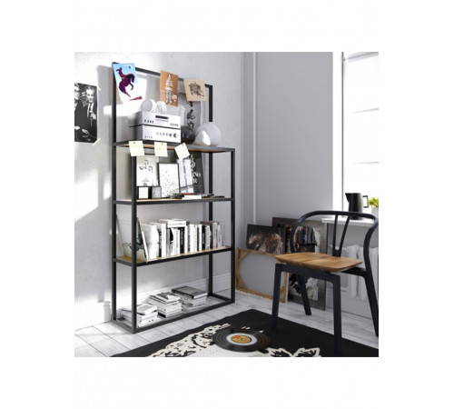 Стелаж MSMLOFT 5 полиць — Дуб Сонома з чорним каркасом (190×90×30 см)