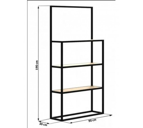 Стелаж MSMLOFT 5 полиць — Дуб Сонома з чорним каркасом (190×90×30 см)