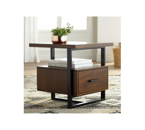 Тумба нічна метал/Горіх — 500×500×400 мм, MSMLOFT