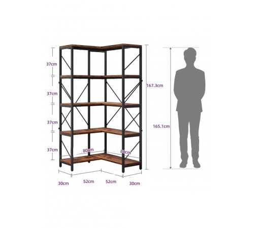 5-ярусний кутовий стелаж "Sukanya" MSM - містке рішення для спальні або вітальні.