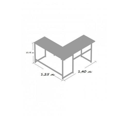 Стіл письмовий/комп’ютерний кутовий MSMLOFT — 140×50×75 см, чорний