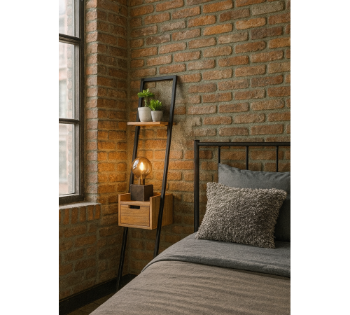 Тумбочка приліжкова — лофт стиль, метал + ДСП