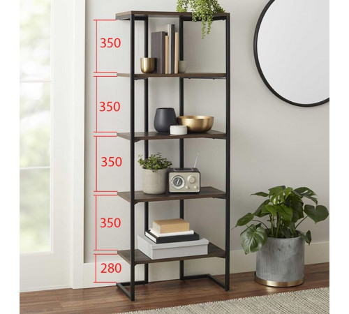 Стелаж MSMLOFT для дому у стилі Loft — 5 полиць, каркас металевий