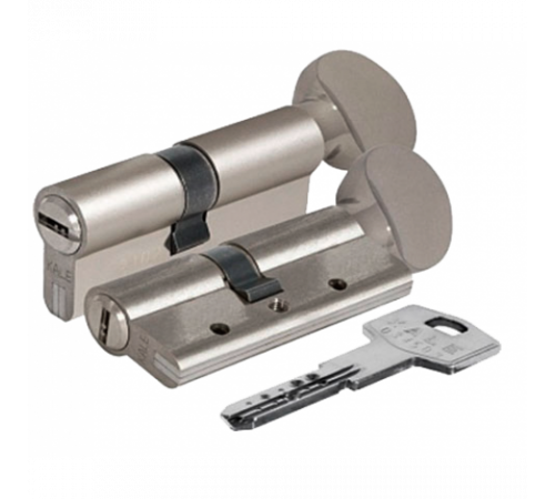 Цилиндр Kale 164 DBNEM 35+10+35=80mm, никель, 5 ключей, с вертушкой