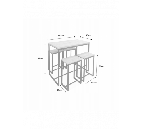 Високий стіл з 4 барними стільцями