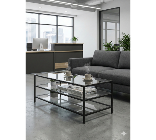 Журнальный столик Brehmer — Стекло, Металл и Многоуровневый Дизайн