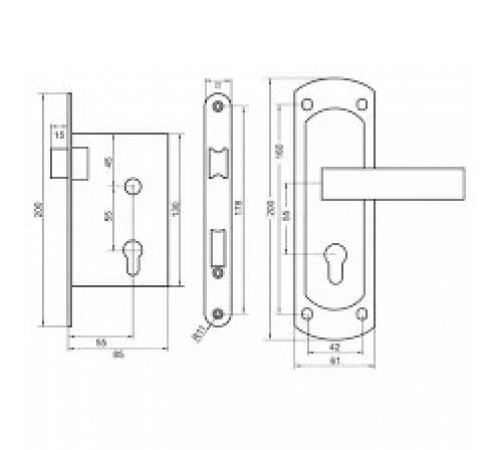Врезной замок с ручкой Imperial 63236 S